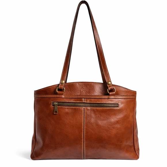 Patricia Nash Brown Poppy Tote Leather structured Shoulder Bag - Picture 12 of 12